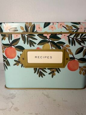 New Rifle Paper Co. Citrus Floral Recipe Tin  w/ Dividers and Cards